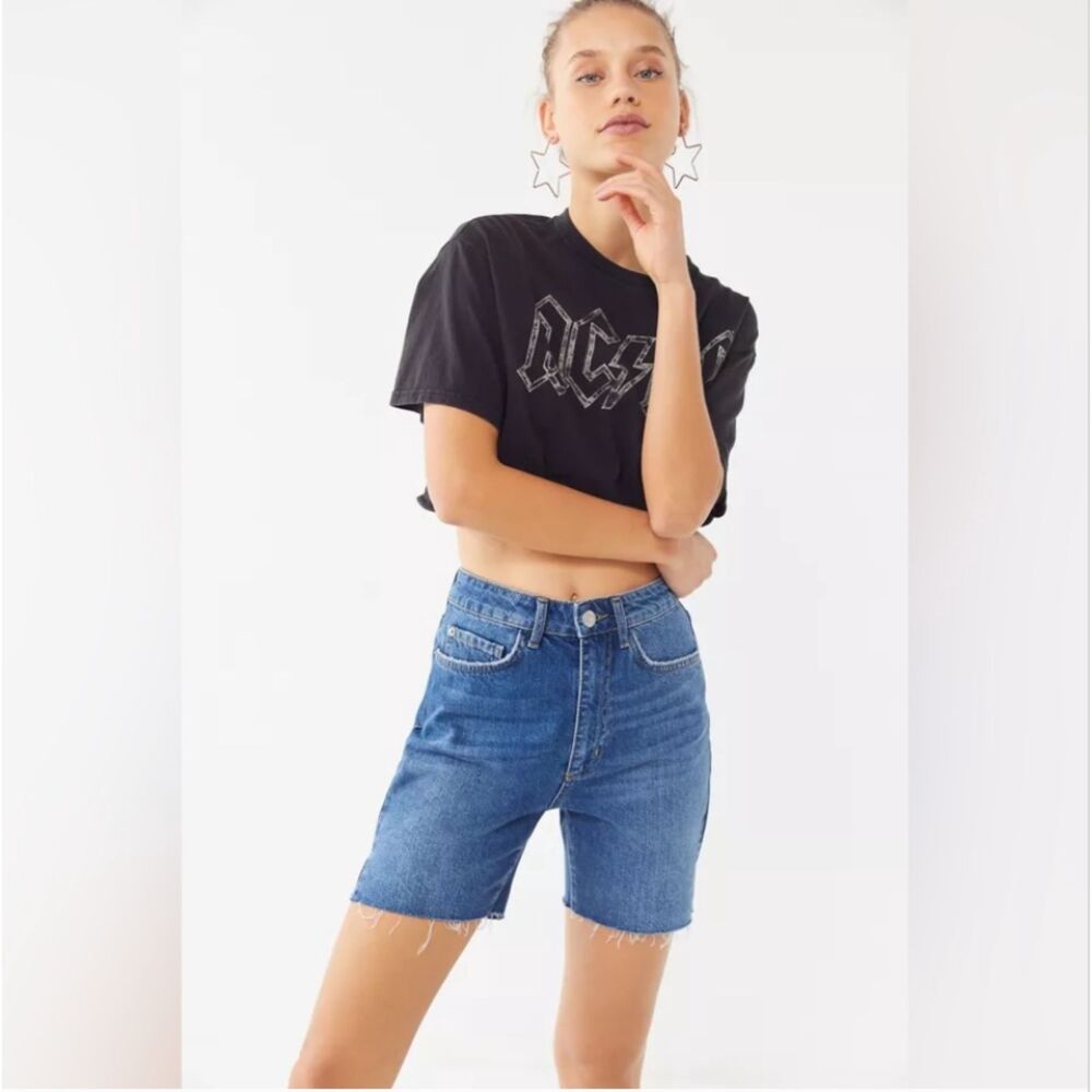 BDG Urban Outfitters High- Rise Blue Denim Jeans sz 27 Raw Hem Beachy Coastal